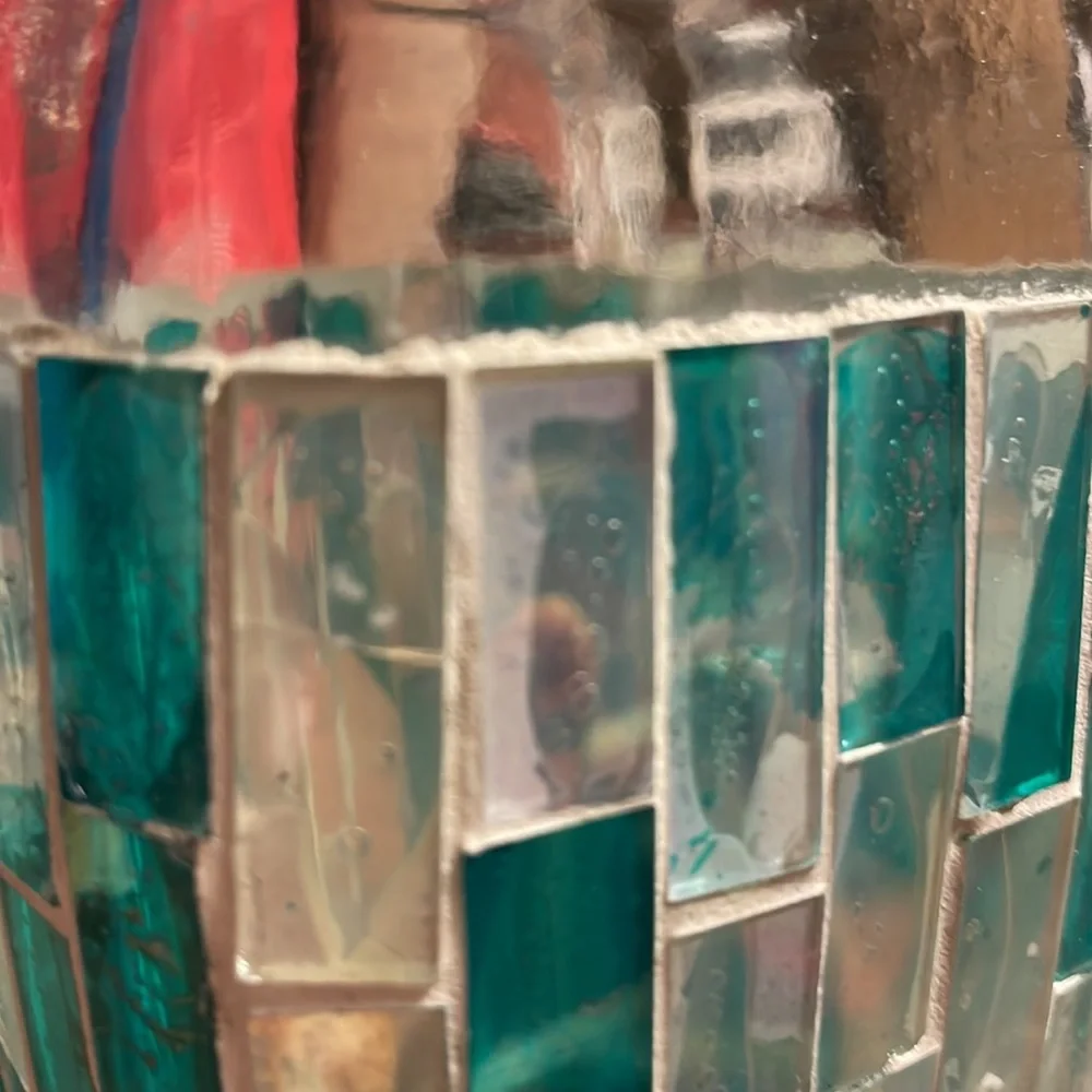Beautiful, mosaic, glass, toothbrush holder